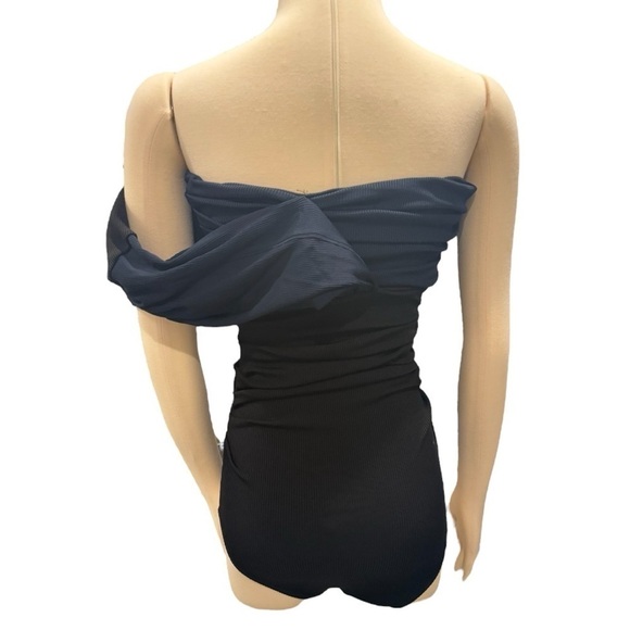 Goldsign Gelsey One-Shoulder Off the Shoulder 2-tone Ribbed Bodysuit Small NEW - Picture 13 of 16